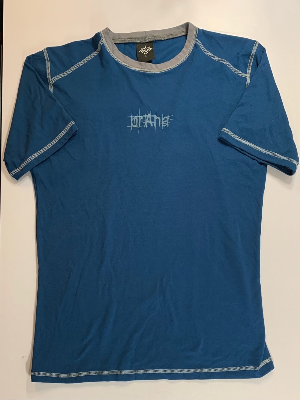 Vintage Y2K Prana T Shirt Large Blue Made In USA Breathe 90s Gorpcore Tech
